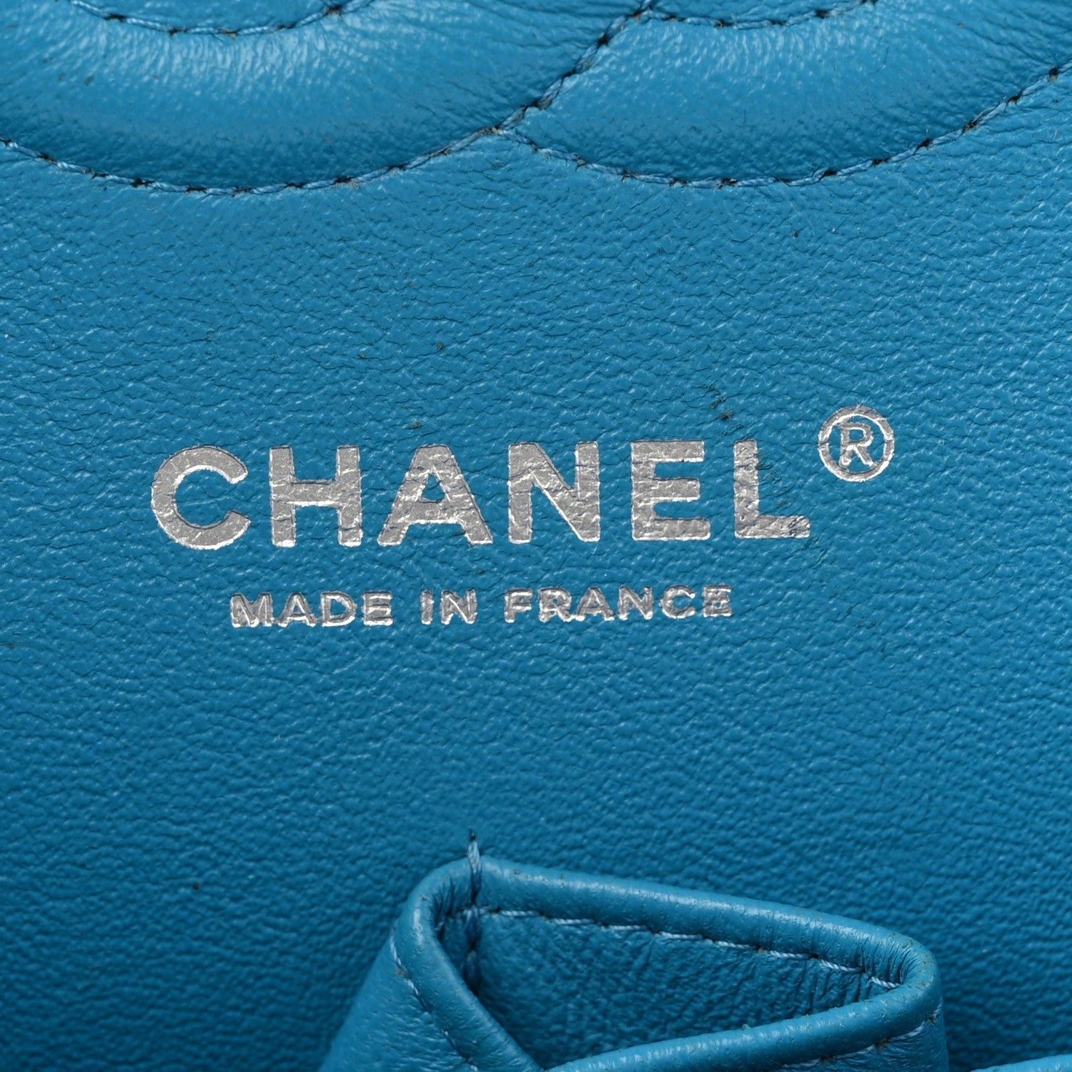 Patent Quilted Medium Double Flap Turquoise