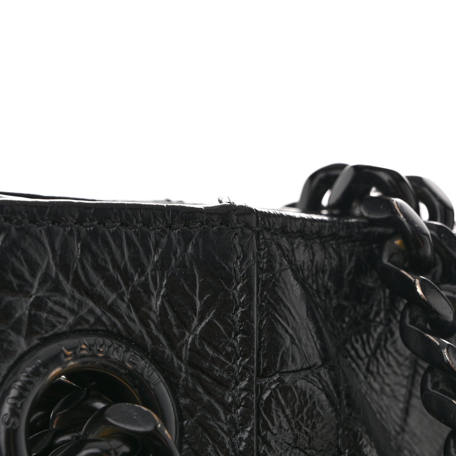 Calfskin Crocodile Embossed Monogram Medium Niki Shopping Bag Black