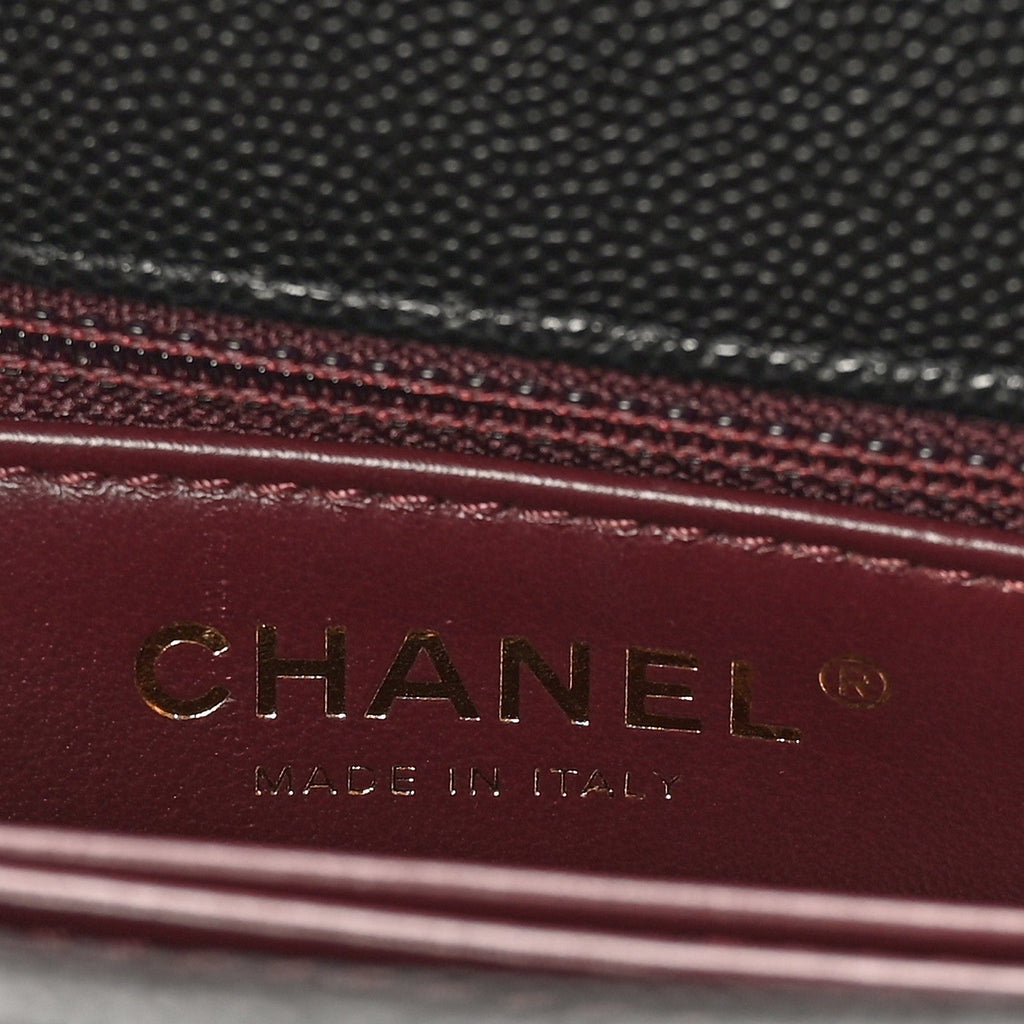 Caviar Quilted Mini Coco Handle Flap Black