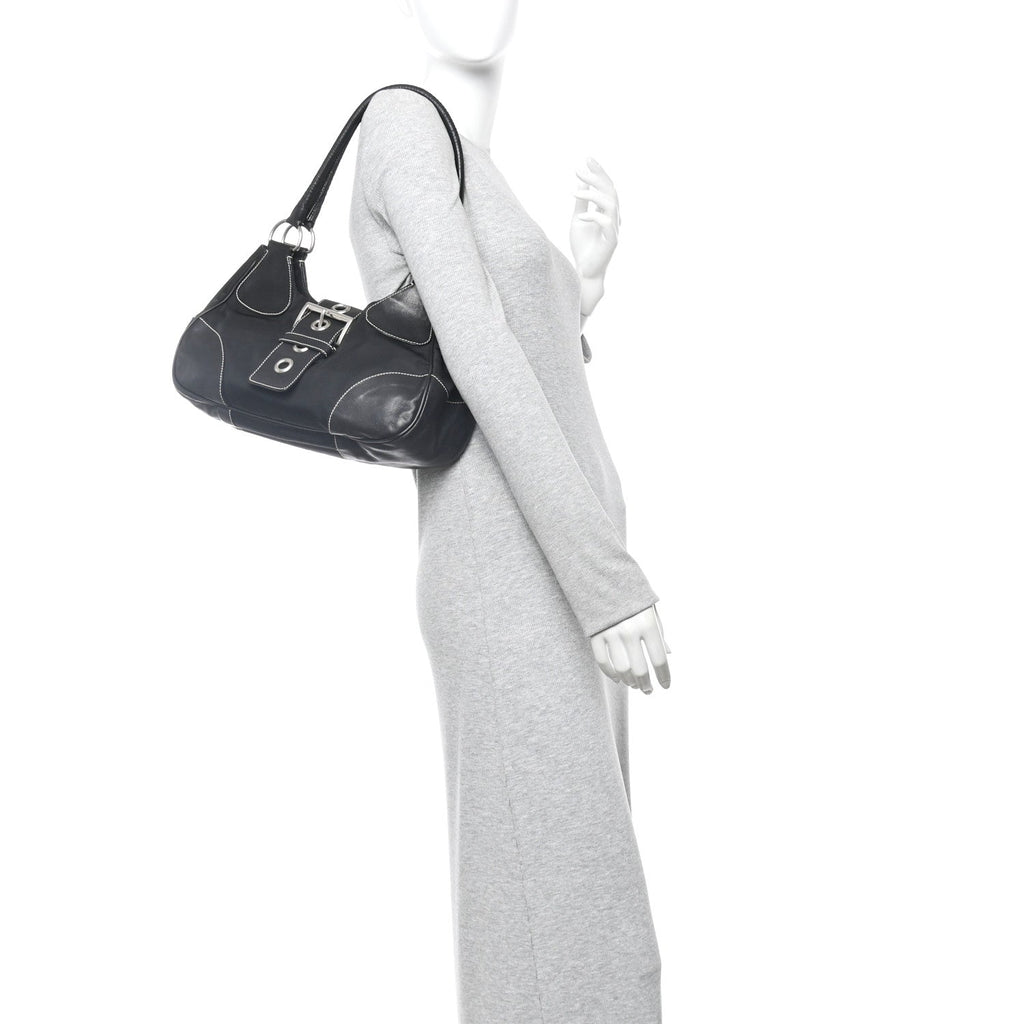 Tessuto Nylon Moon Shoulder Bag Black