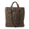 Iridescent Calfskin In The Mix Tall Tote Khaki