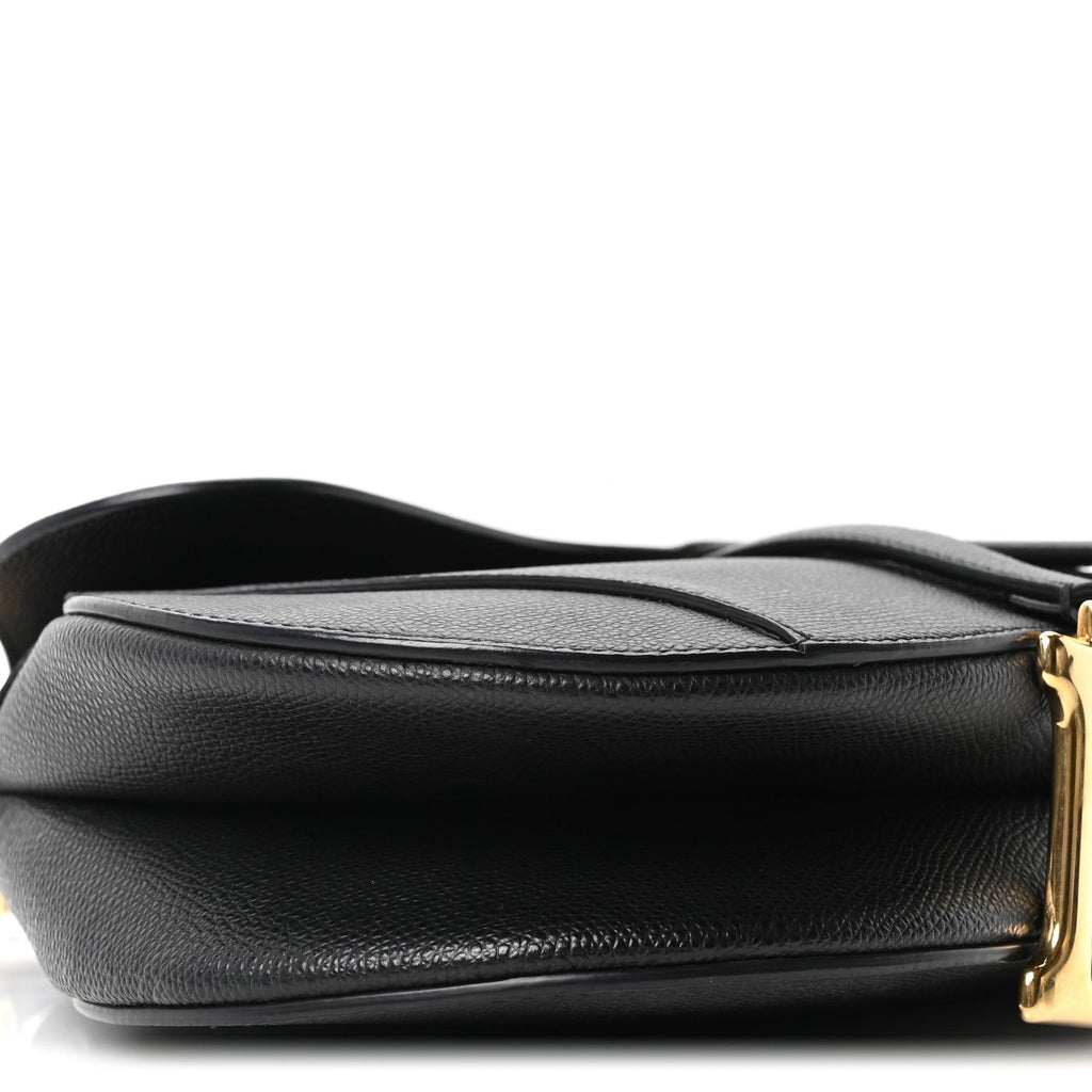 Grained Calfskin Saddle Bag Black