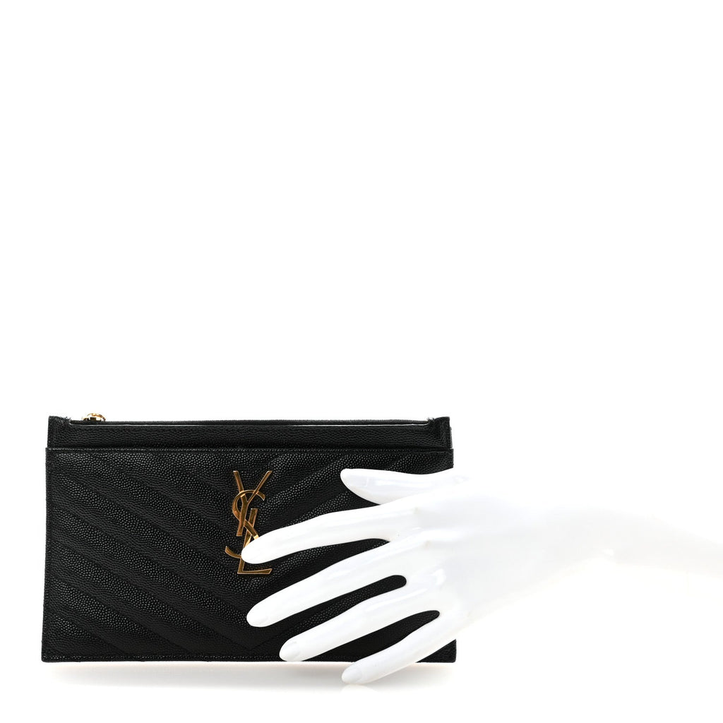 Grain De Poudre Chevron Monogram Bill Pouch Black