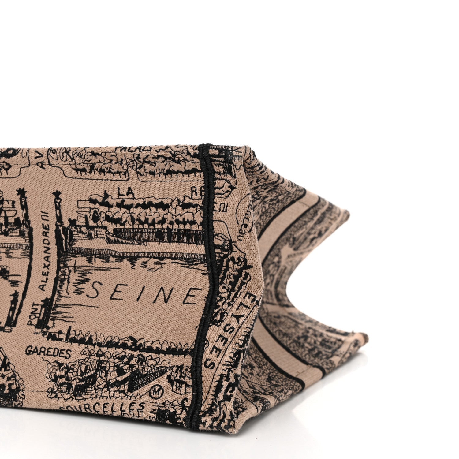 Canvas Embroidered Medium Plan De Paris Book Tote Beige Multi