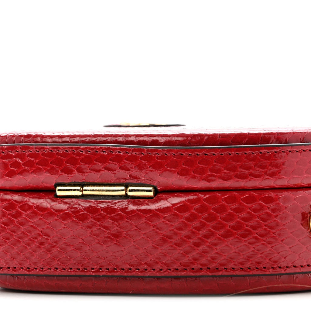 Snakeskin Broadway Mini Heart Top Handle Bag Rasberry Candy