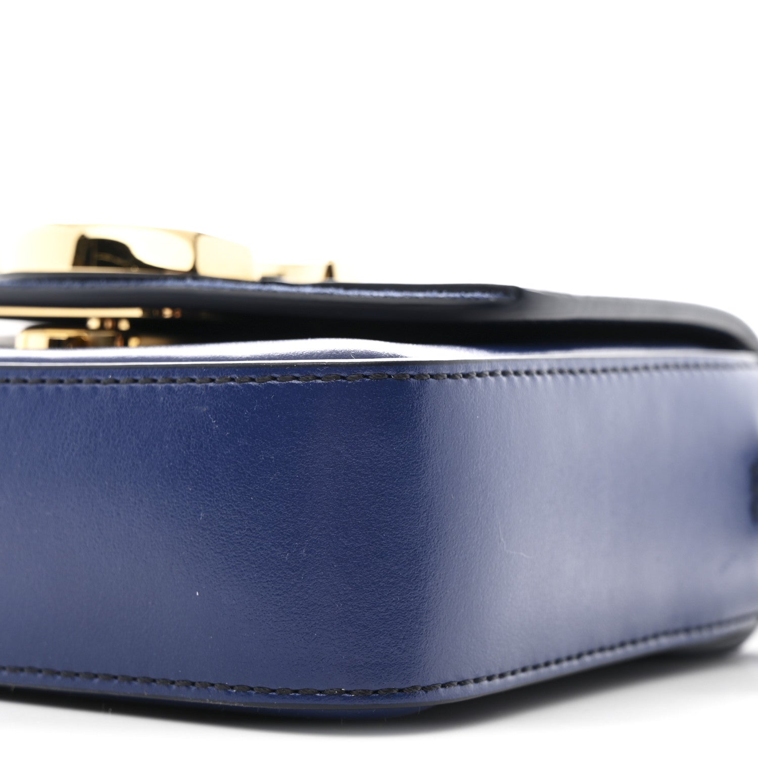 Shiny Calfskin Suede Mini C Bag Smoky Blue