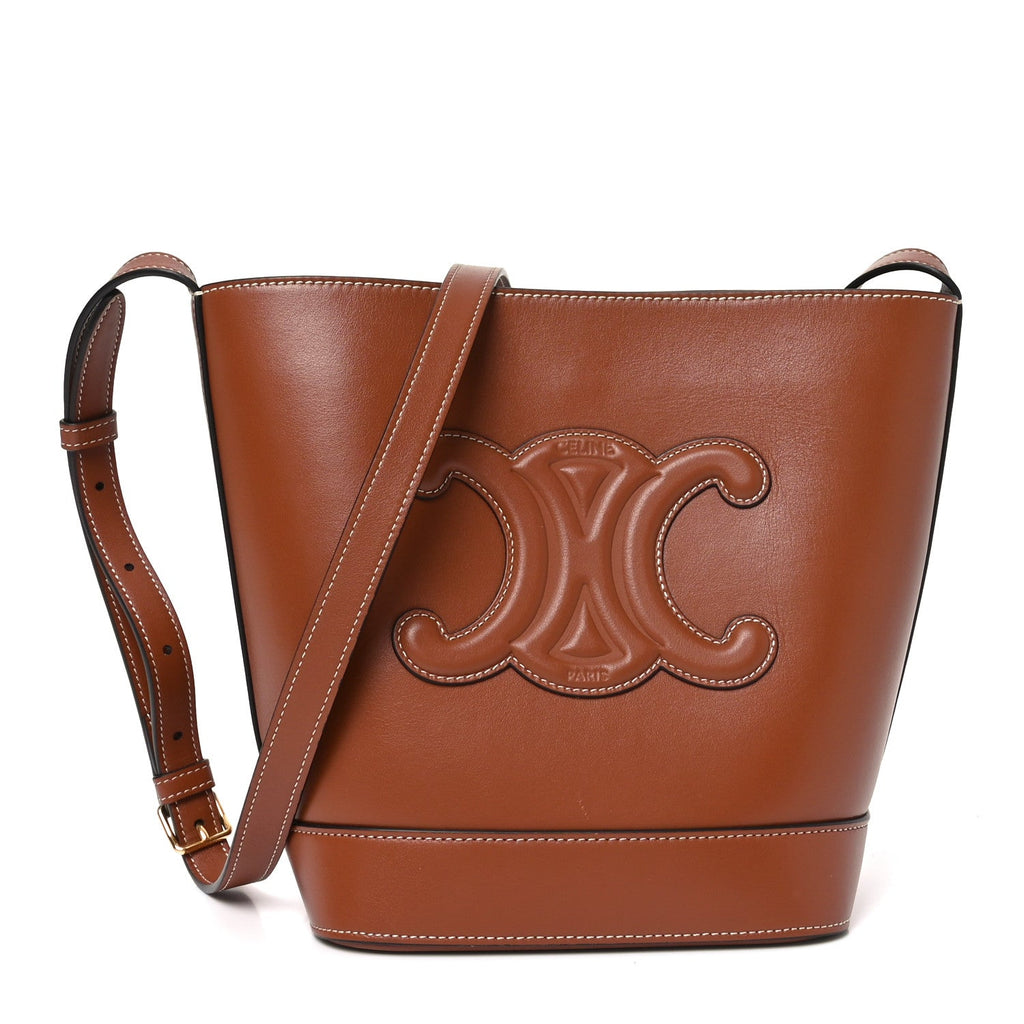 Smooth Calfskin Small Cuir Triomphe Bucket Bag Tan