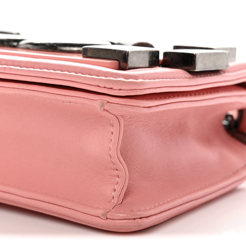 Lambskin Plexiglass Boy Brick Flap Pink