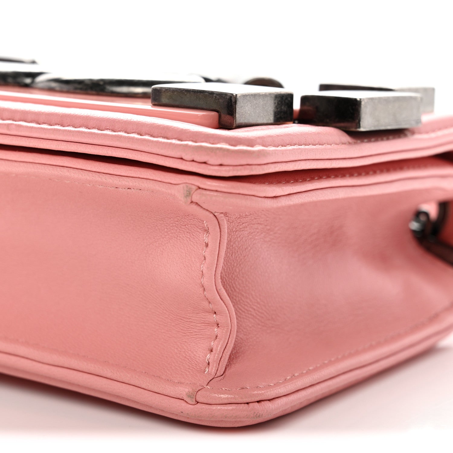 Lambskin Plexiglass Boy Brick Flap Pink