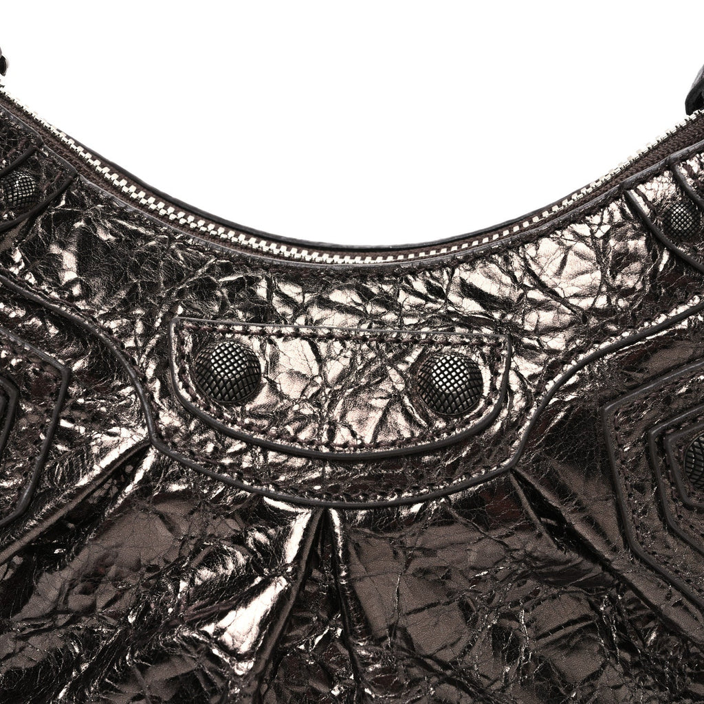 Metallic Agneau Arena Le Cagole Shoulder Bag XS Dark Bronze