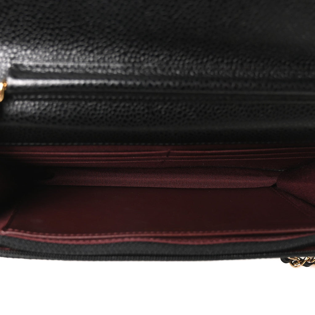 Caviar Quilted Wallet on Chain WOC Black