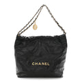 Shiny Calfskin Quilted Small Chanel 22 Black