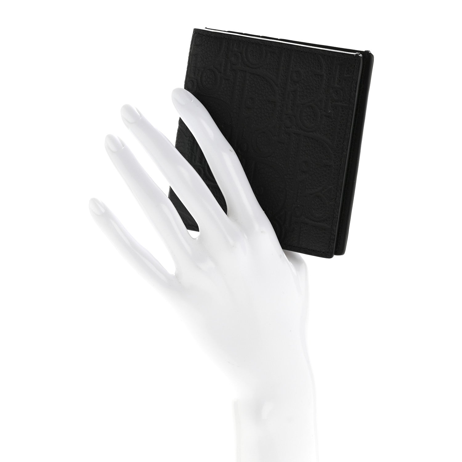 Grained Calfskin Embossed Dior Gravity BiFold Wallet Black