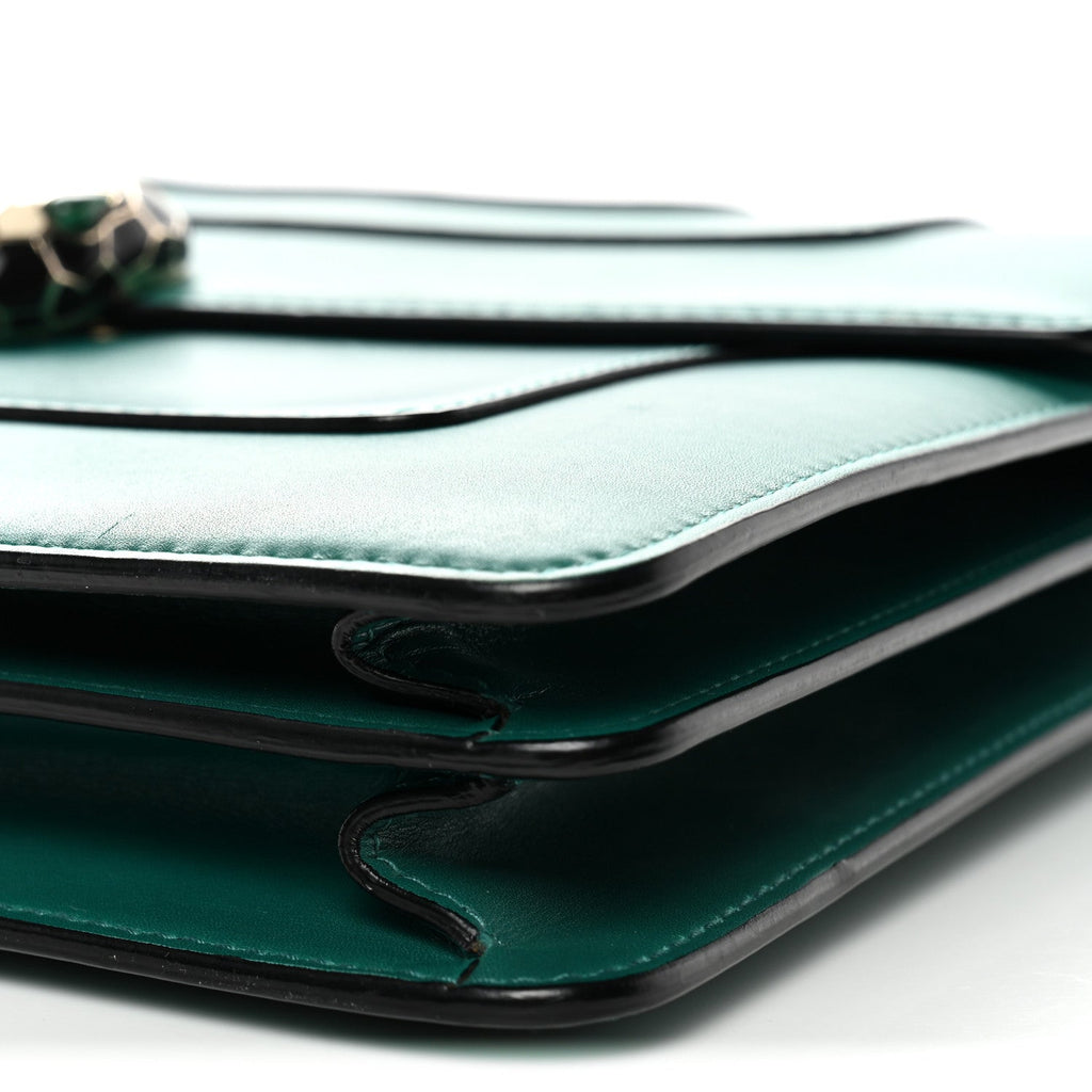 Calfskin Large Serpenti Forever Top Handle Emerald Green