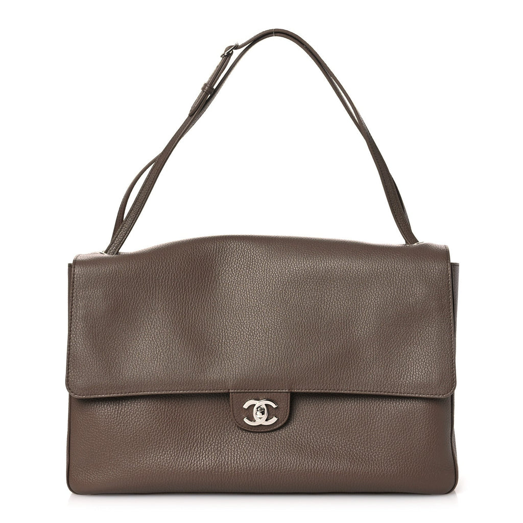Grained Calfskin Souplissimo Maxi Flap Light Brown