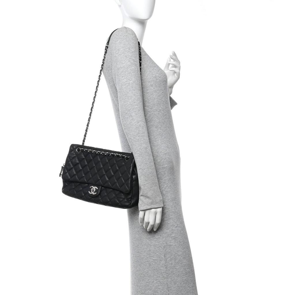 Caviar Quilted Jumbo Easy Flap Black
