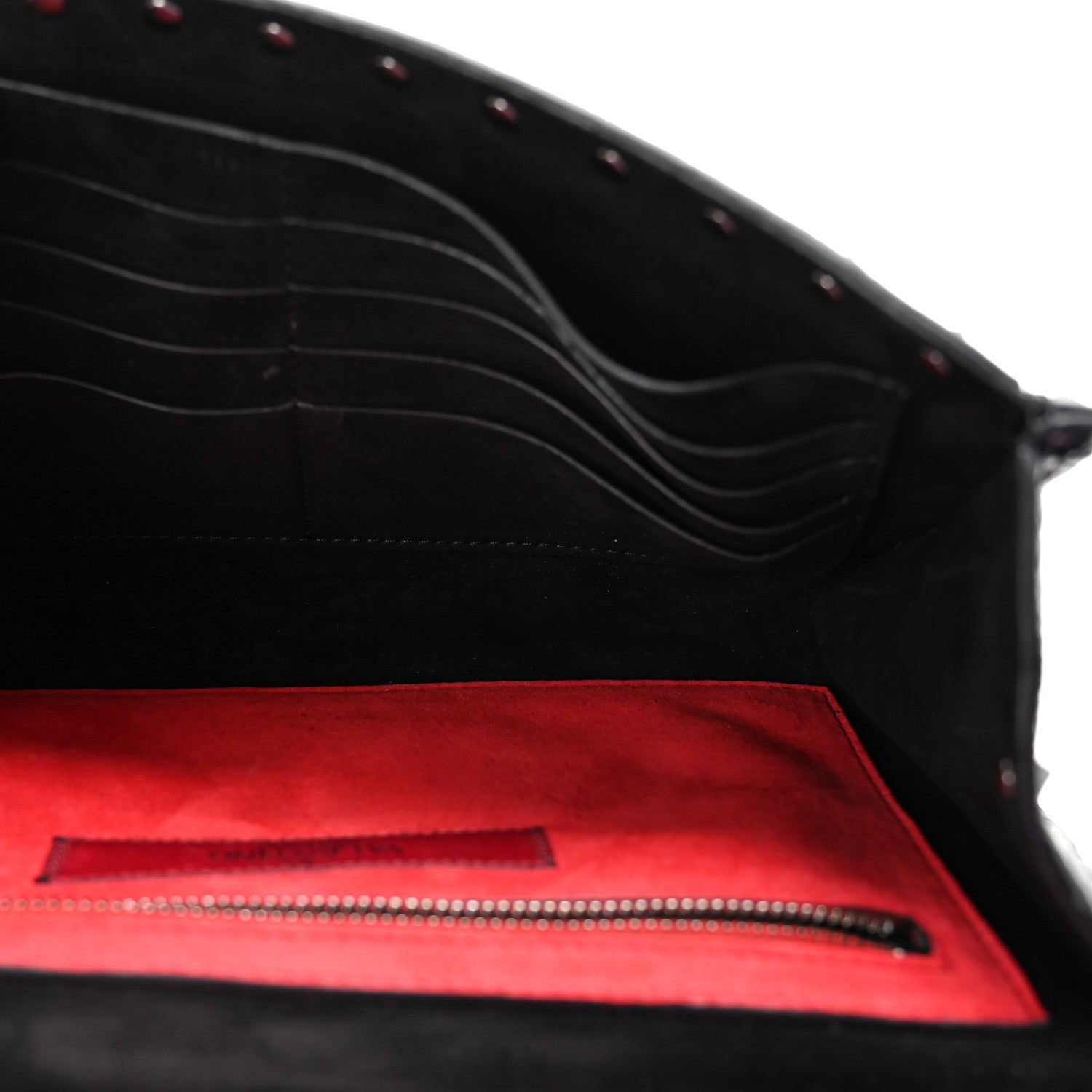 Craquele Nappa Rockstud Spike Wallet on Chain Black