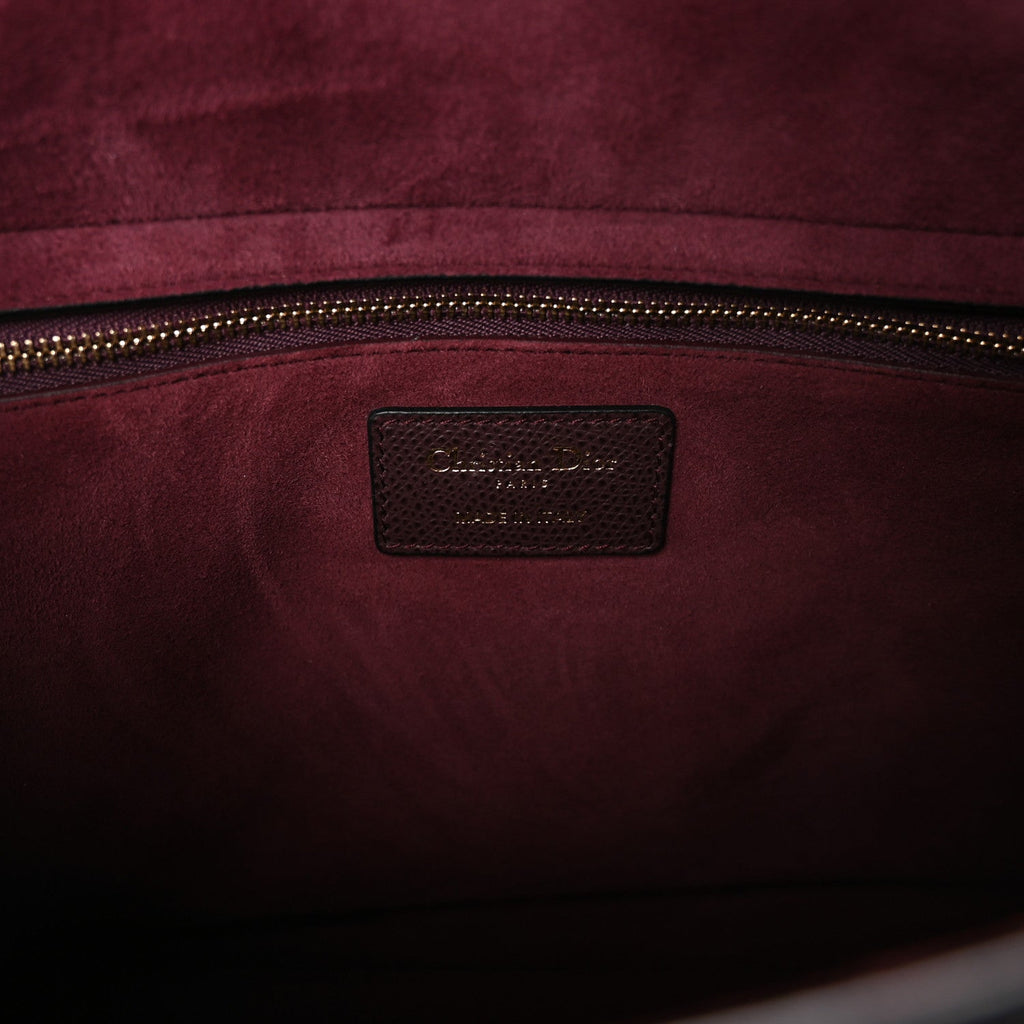 Grained Calfskin Large Lady Dior Burgundy