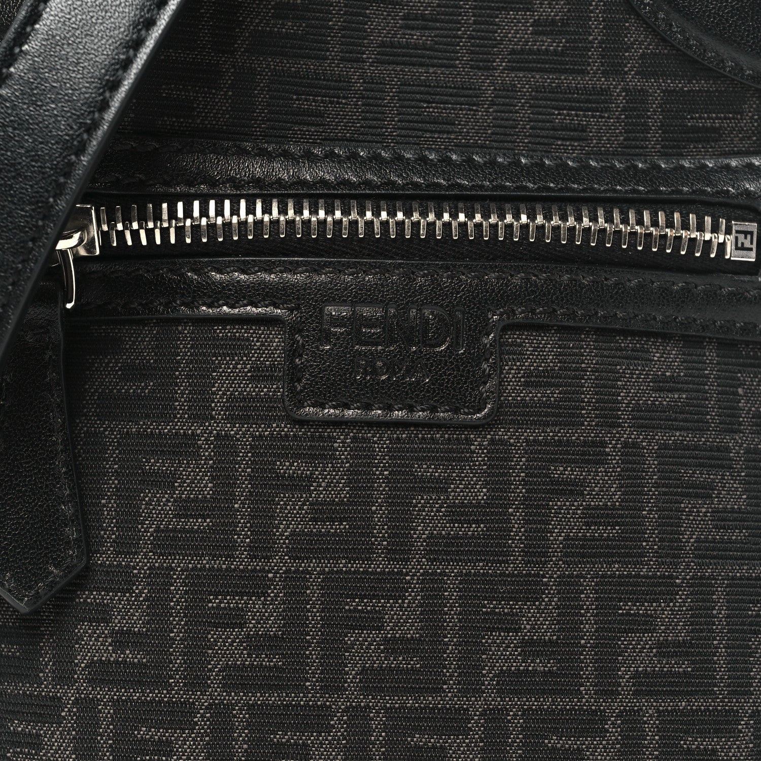 Recycled Fabric Jacquard Vitello Astro Micro FF Mini Trolley Bag Asfalto Black