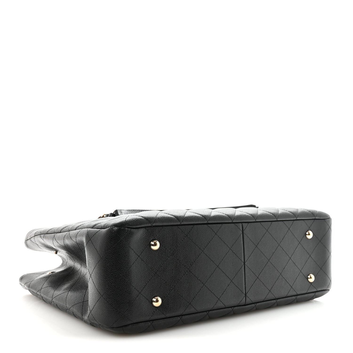 Caviar Quilted Large Shopping Tote Black