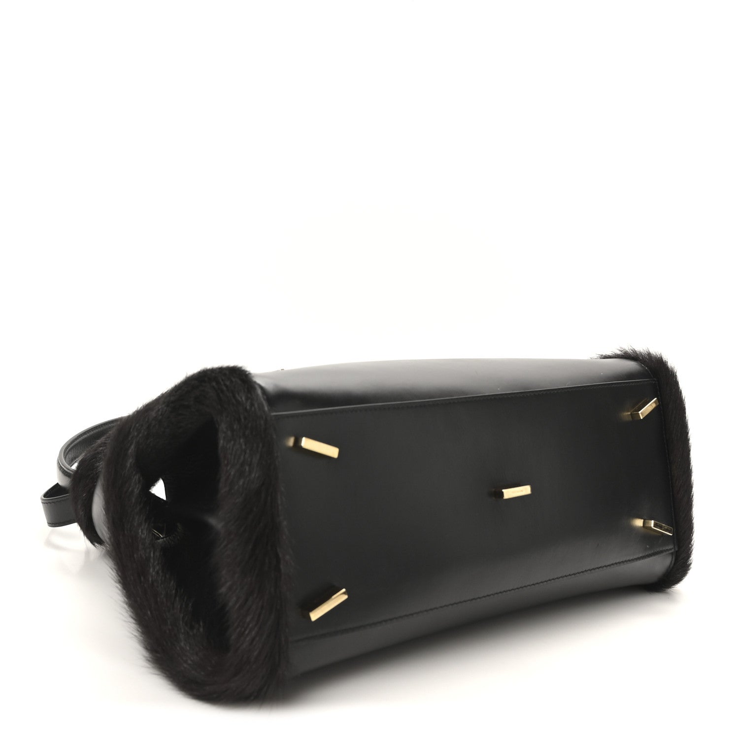 Calfskin Shearling Medium Hug Bag Black