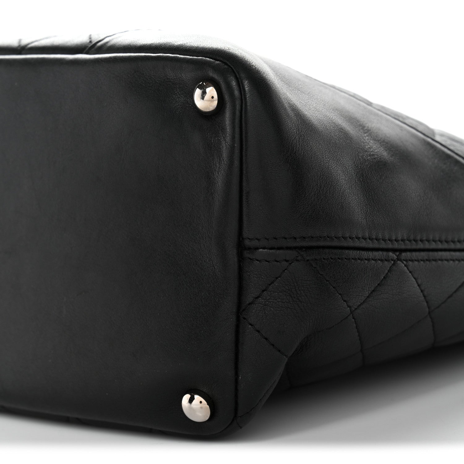 Calfskin Quilted Medium Cambon Tote Black White