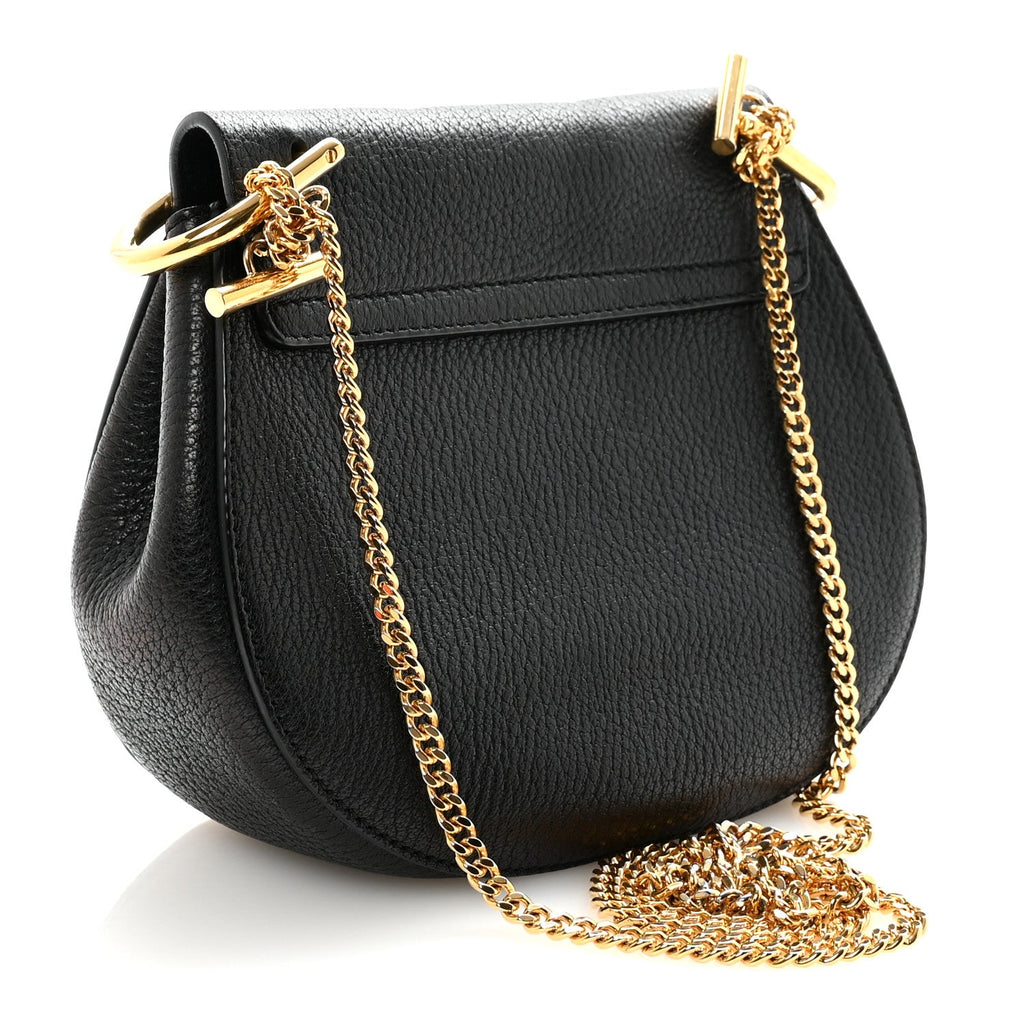 Grained Lambskin Mini Drew Shoulder Bag Black