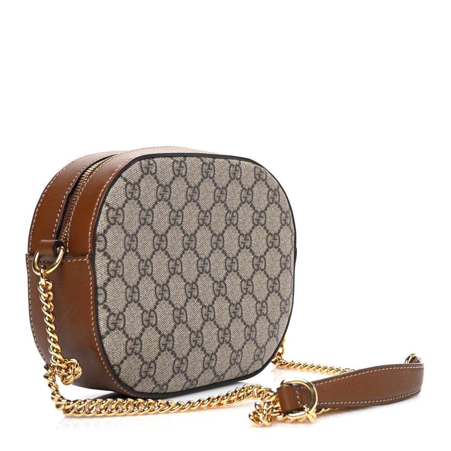 GG Supreme Monogram Floral Embroidered Mini Chain Shoulder Bag Beige Ebony Tuscany