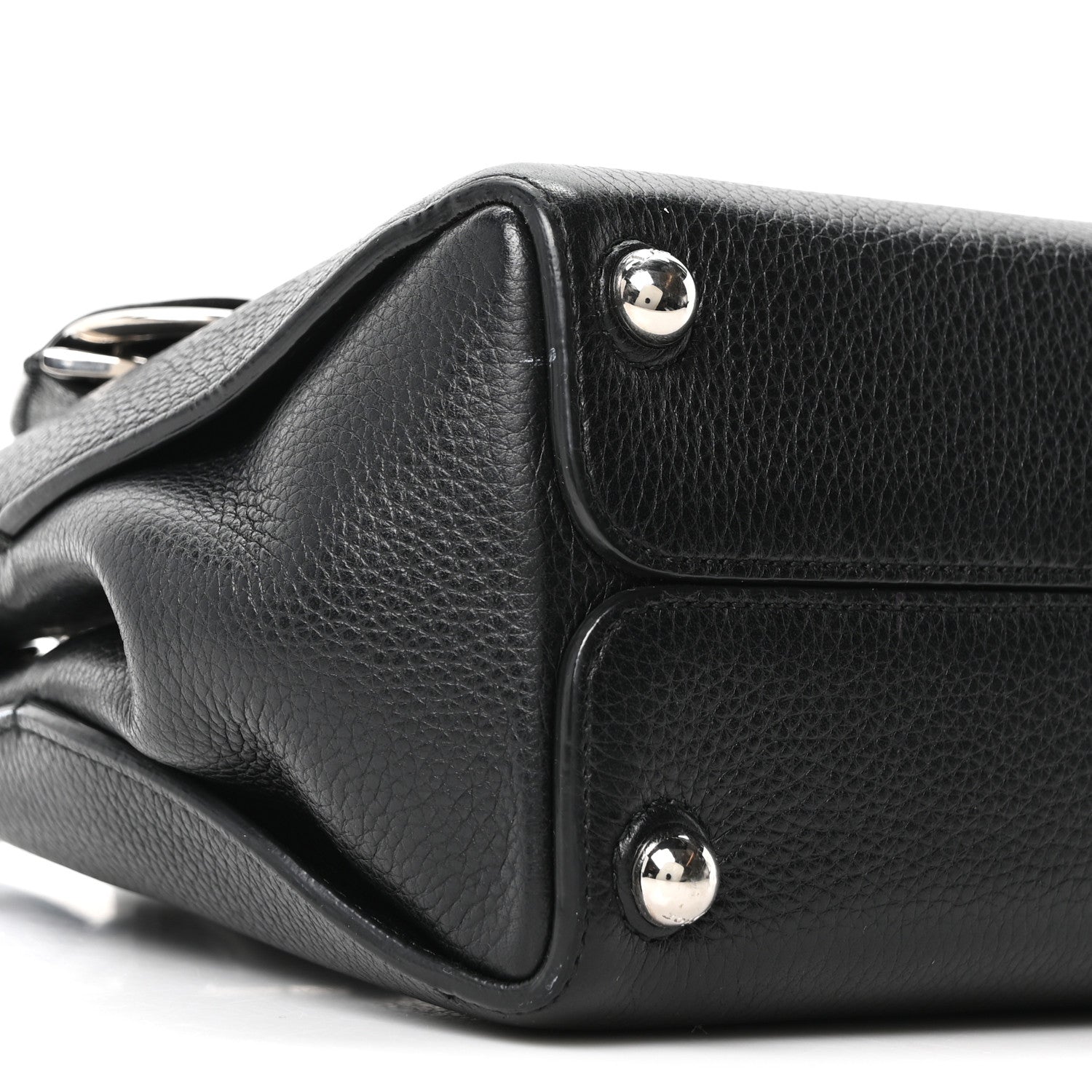Grained Calfskin Small Open Bar Tote Black