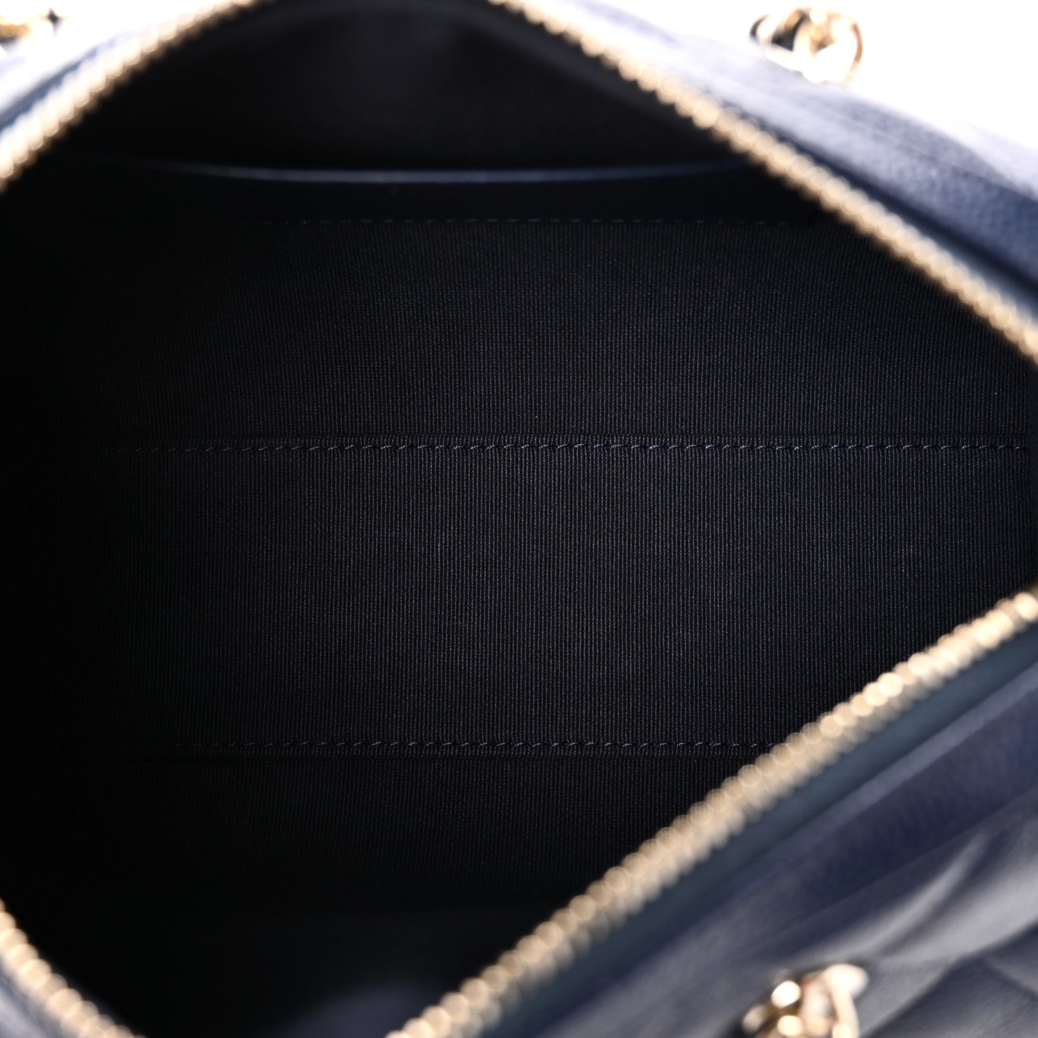 Caviar Quilted Barrel Clutch With Chain  Navy