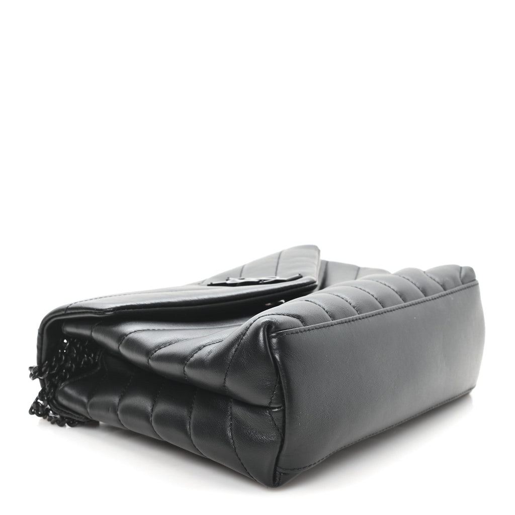Calfskin Y Quilted Monogram Small Loulou Chain Satchel Black