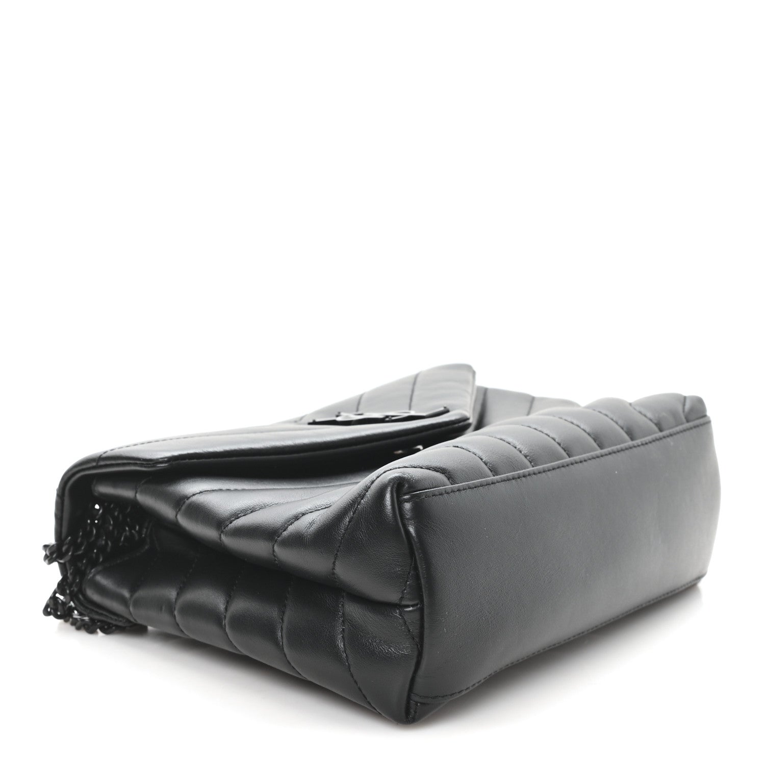 Calfskin Y Quilted Monogram Small Loulou Chain Satchel Black