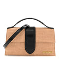 Raffia Smooth Calfskin Le Grand Bambino Natural Dark Brown