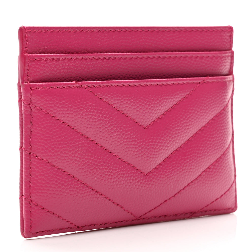 Grain De Poudre Matelasse Chevron Monogram Credit  Case Fresh Fuxia