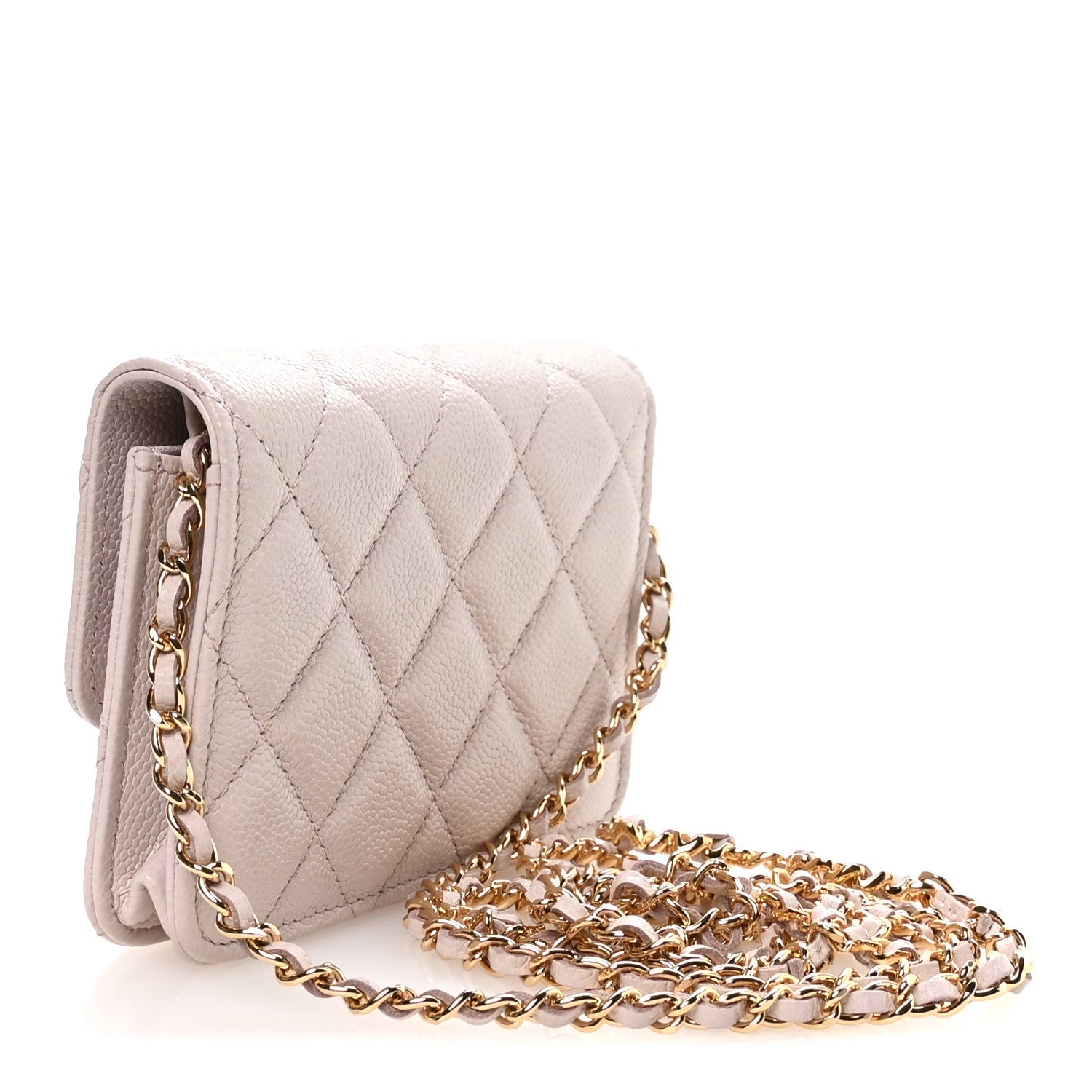 Caviar Quilted Miss Coco Clutch With Chain Light Purple