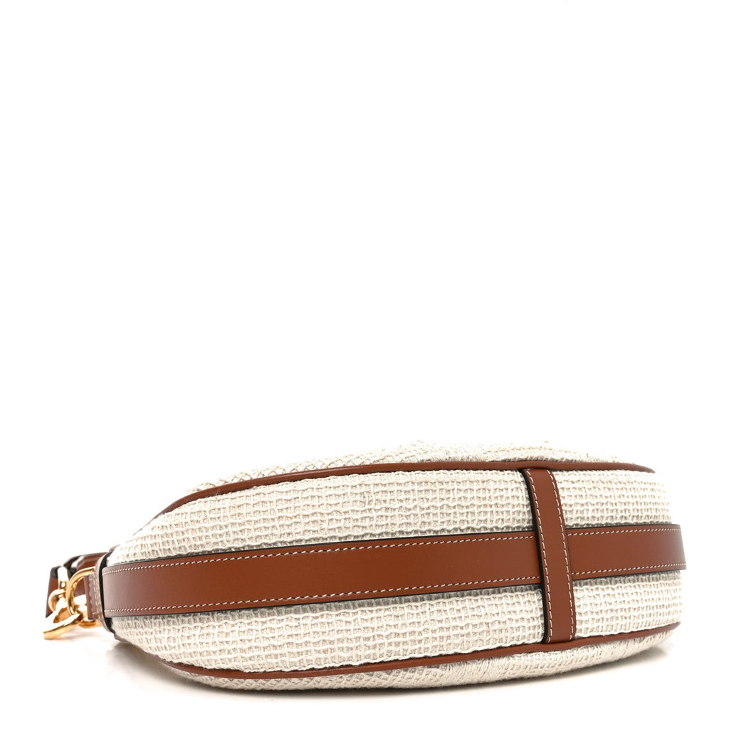 Crochet Embroidered Ava Triomphe Shoulder Bag White Tan