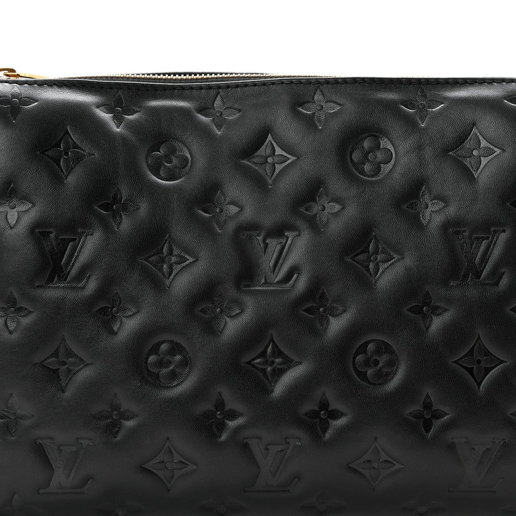 Lambskin Embossed Monogram Coussin PM Black