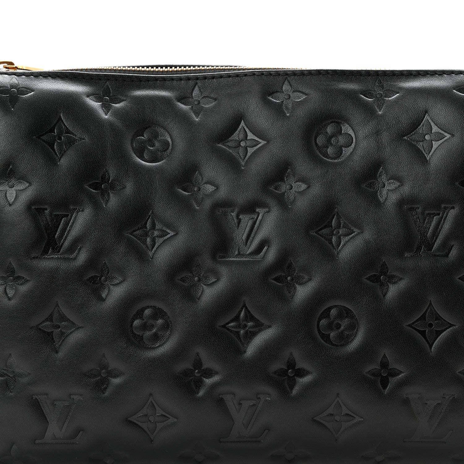 Lambskin Embossed Monogram Coussin PM Black