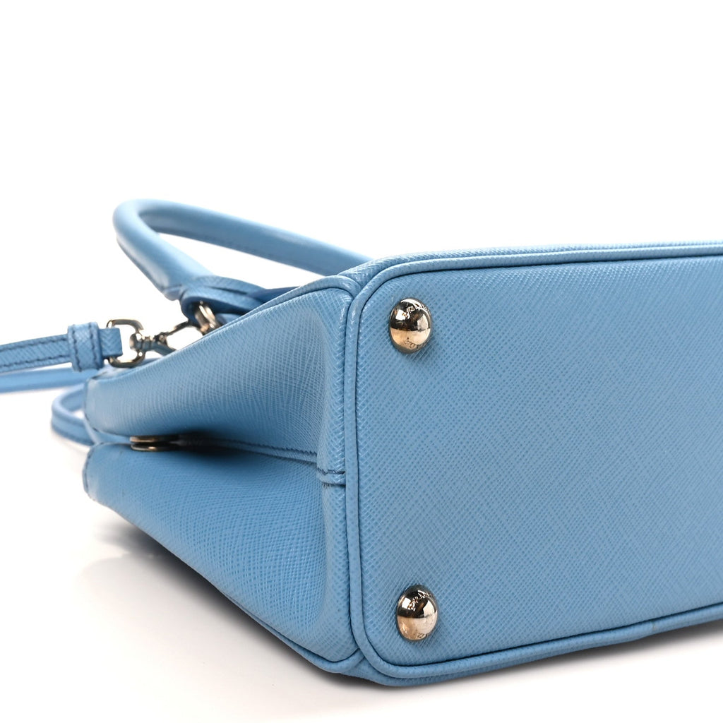 Saffiano Lux Micro Galleria Double Zip Tote Turchese