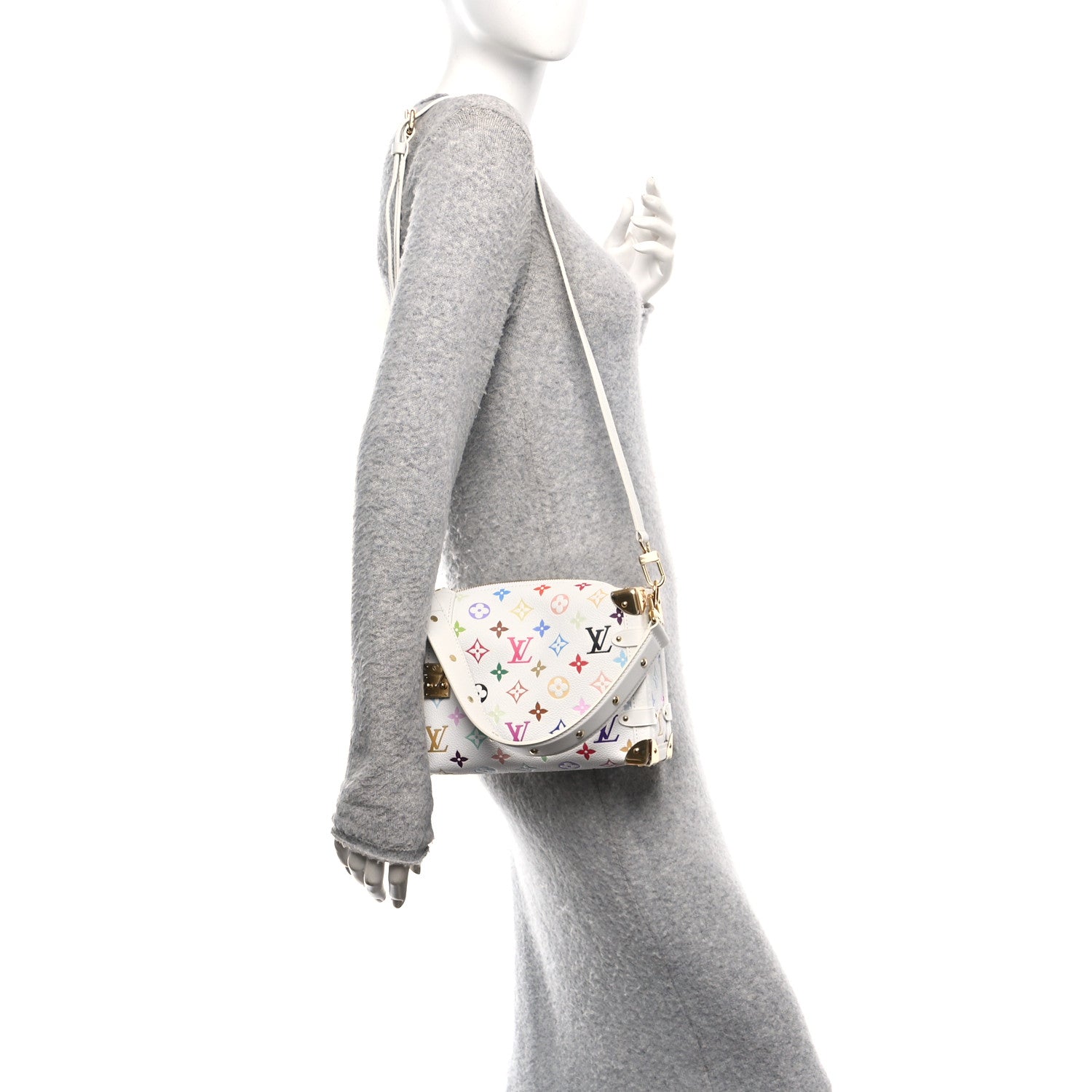 LV x TM Cowhide Monogram Multicolor Side Trunk MM White