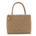 Caviar Quilted Medallion Tote Beige