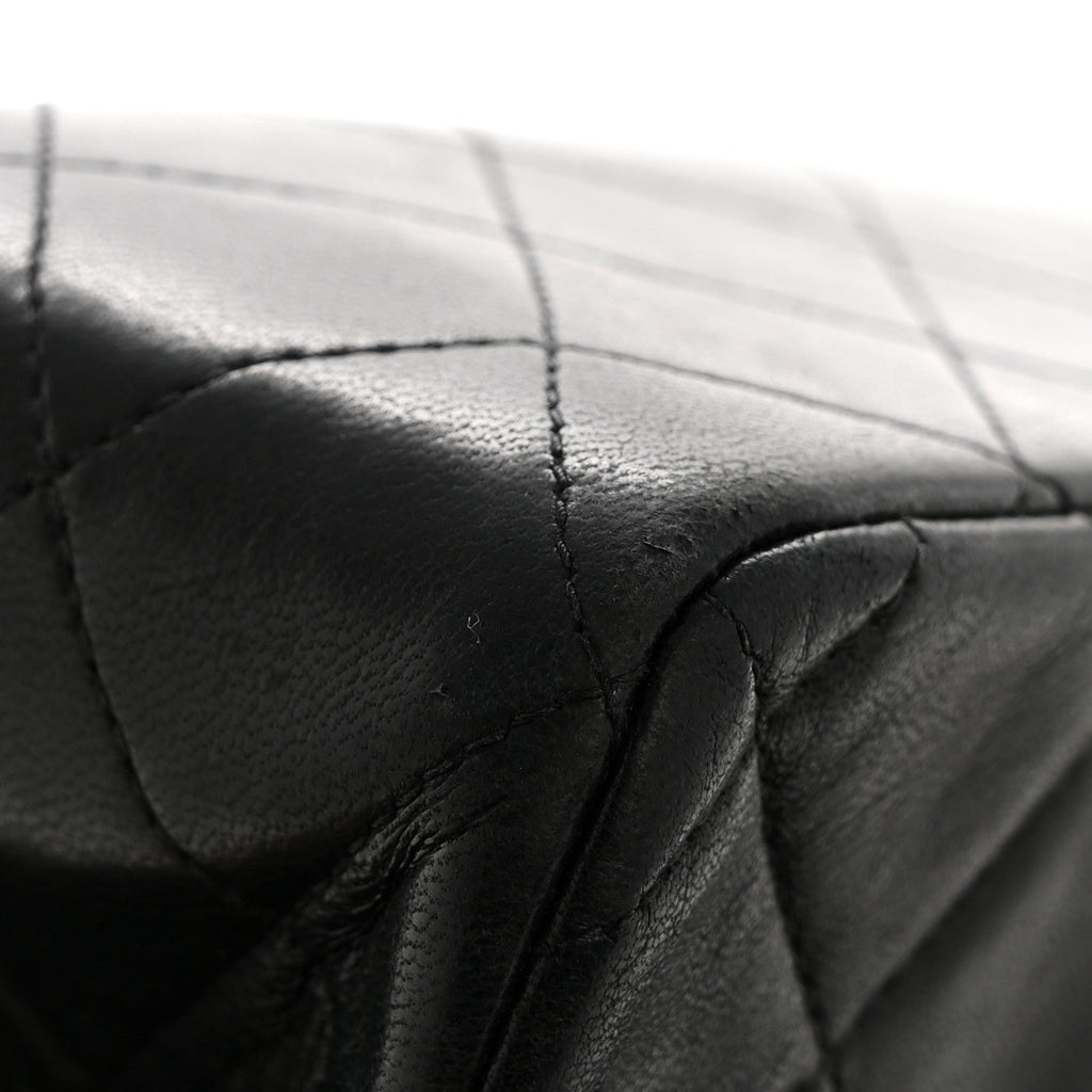 Lambskin Quilted Medium Double Flap Black