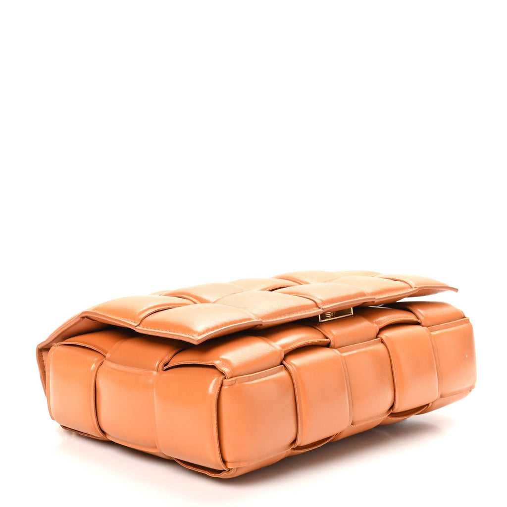 Lambskin Maxi Intreccio Padded Chain Cassette Crossbody Bag Clay