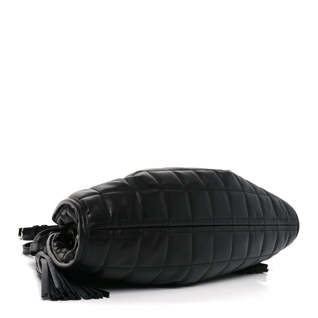 Calfskin Quilted Medium Deco Tote Bag Black
