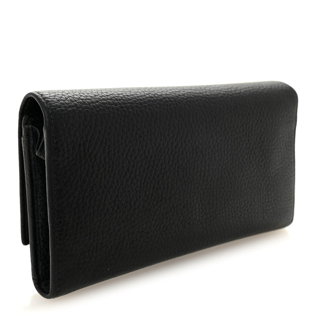 Pebbled Calfskin Large Soho Continental Wallet Black