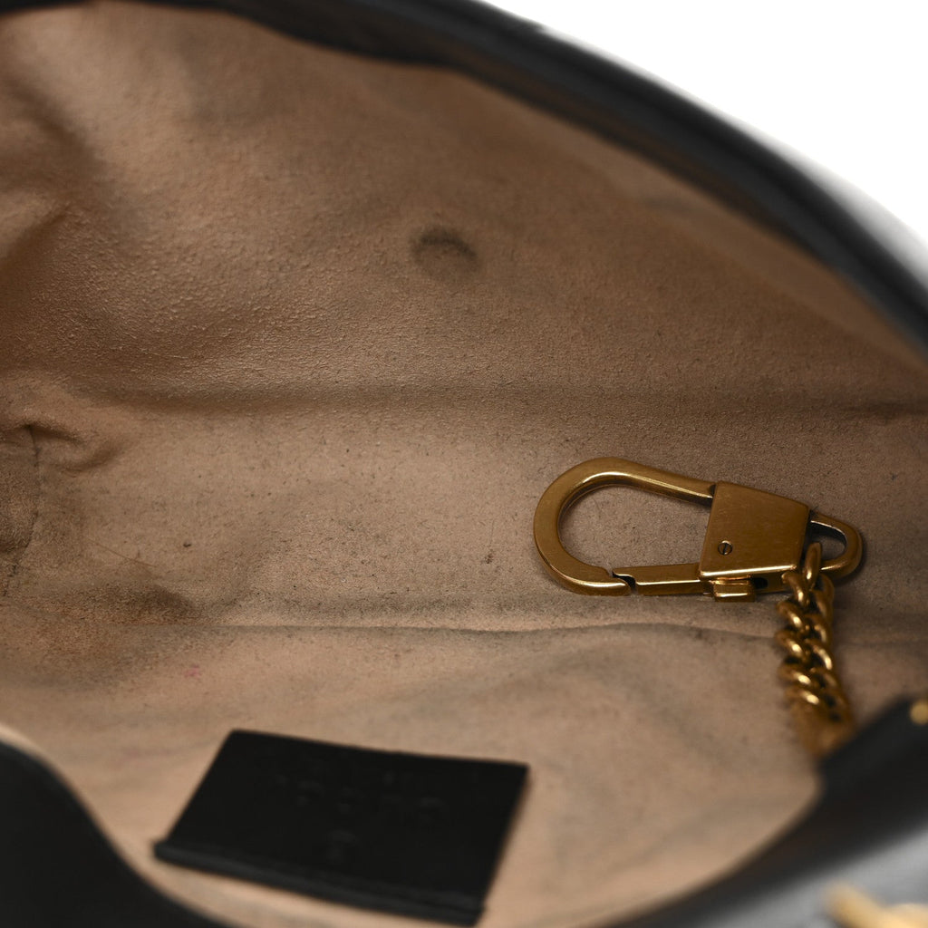 Calfskin Matelasse Super Mini GG Marmont Shoulder Bag Black
