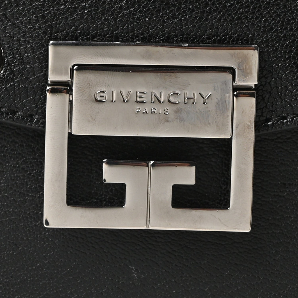Goatskin Grommet Medium GV3 Shoulder Bag Black