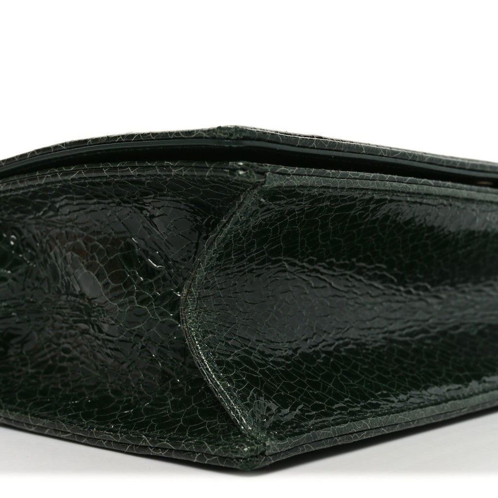 Ceramic Effect Deerskin Large Diorama Flap Bag Malachite Green