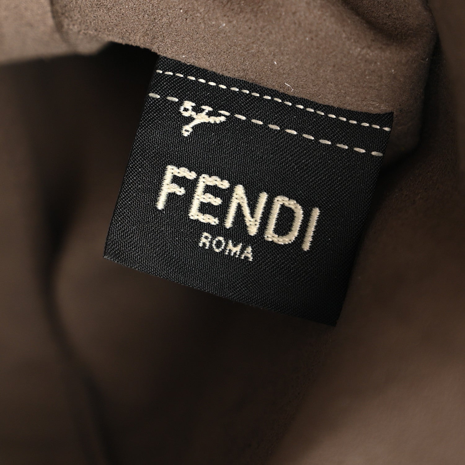 Glazed Fabric Vitello Grace F is Fendi FF 1974 Stamp Patch Grande Mon Tresor Bucket Bag Mogano Panna Iris