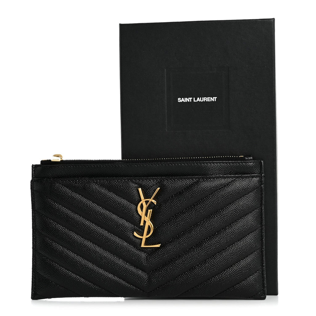 Grain De Poudre Chevron Monogram Bill Pouch Black